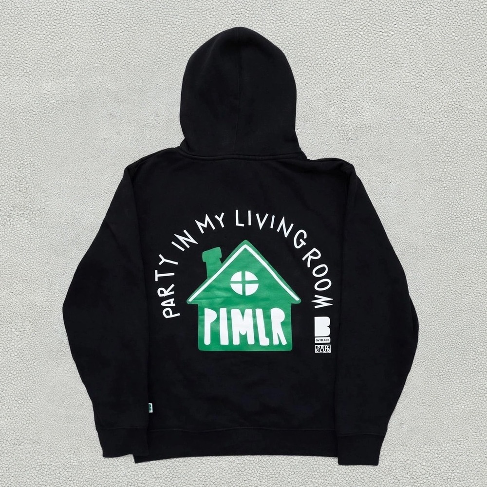 Pro Club Heavyweight Hoodie PIMLR Green House Print Black Mens Medium